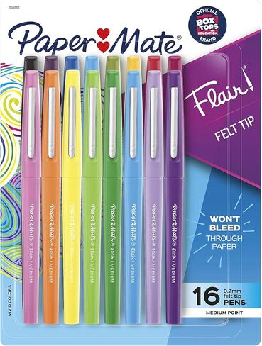 Paper Mate Flair Felt Tip Pens, Medium Point (0.7mm), Assorted Colors, 12 Count in Kuwait