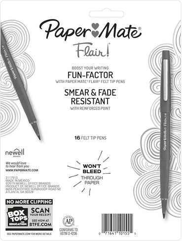 Paper Mate Flair Felt Tip Pens, Medium Point (0.7mm), Assorted Colors, 12 Count in Kuwait