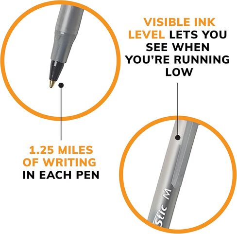 BIC Round Stic Xtra Life Ballpoint Pens, Medium Point (1.0mm), Black, 60-Count Pack, Flexible Round Barrel For Writing Comfort (GSM609-BLK) in Kuwait