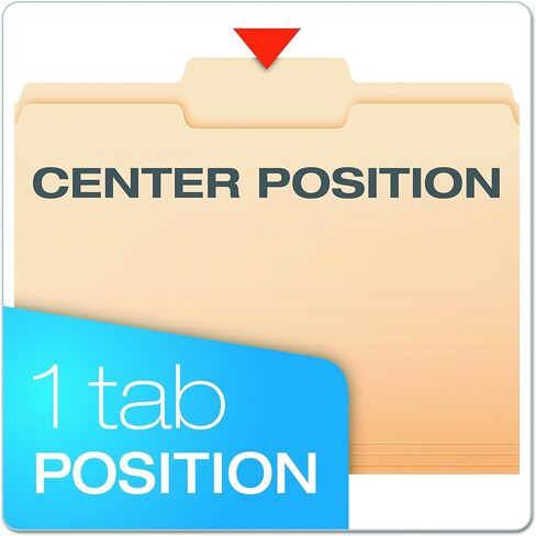مجلدات ملفات Pendaflex، مقاس Letter، 8-1/2 بوصة × 11 بوصة، مانيلا الكلاسيكية، علامات تبويب 1/3 قطع في اليسار واليمين والمواضع المركزية، 100 لكل صندوق (65213) in Kuwait