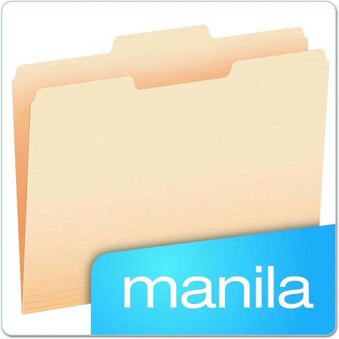 مجلدات ملفات Pendaflex، مقاس Letter، 8-1/2 بوصة × 11 بوصة، مانيلا الكلاسيكية، علامات تبويب 1/3 قطع في اليسار واليمين والمواضع المركزية، 100 لكل صندوق (65213) in Kuwait