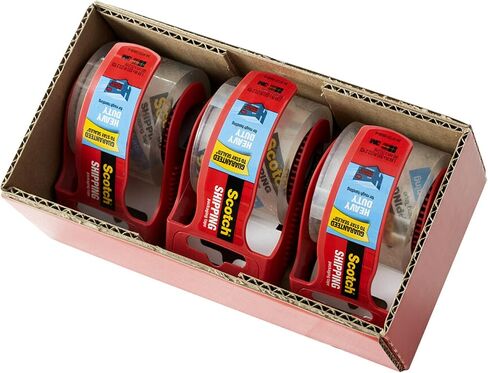 Scotch Heavy Duty Shipping Packing Tape, Clear, Holiday Shipping Supplies, 1.88 in. x 22.2 yd., 3 Tape Rolls with Dispensers in Saudi Arabia