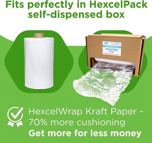 IDL Packaging 15.25" x 1400' Refill Roll (Pack of 1) for MP-1400USW HexcelWrap Honeycomb Packing Paper Station, White - Protective Kraft Paper with Interlocking Slit Design for Shipping in Saudi Arabia