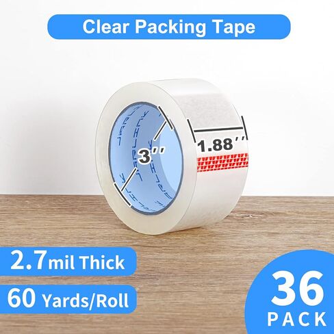 JARLINK Clear Packing Tape (18 Rolls), Heavy Duty Packaging Tape for Shipping Packaging Moving Sealing, 2.7mil Thick, 1.88 inches Wide, 60 Yards Per Roll, 1080 Total Yards in Saudi Arabia