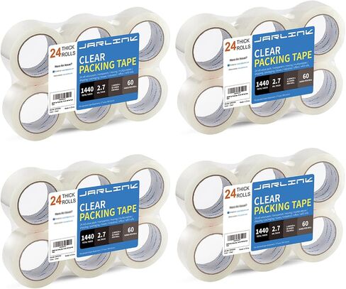 JARLINK Clear Packing Tape (18 Rolls), Heavy Duty Packaging Tape for Shipping Packaging Moving Sealing, 2.7mil Thick, 1.88 inches Wide, 60 Yards Per Roll, 1080 Total Yards in Saudi Arabia