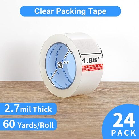JARLINK Clear Packing Tape (18 Rolls), Heavy Duty Packaging Tape for Shipping Packaging Moving Sealing, 2.7mil Thick, 1.88 inches Wide, 60 Yards Per Roll, 1080 Total Yards in Saudi Arabia