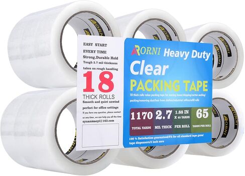 Clear Packing Tape Heavy Duty Refill Rolls Sealing Great for Packing Box Shipping and Moving Supplies Packaging 36 Rolls 1.88" x 65 Yards 3" Core 2.7 Mil Thick Adhesive in Saudi Arabia