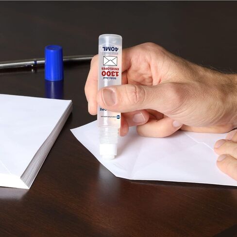 لاصق مرطب للظرف سريع الجفاف (عبوتان) - زجاجات 1 × 50 مل و1 × 40 مل على شكل قلم - سهل التنظيف والغلق، شفاف وقابل للضغط - مثالي للمغلفات والطوابع والحروف. باي المستلزمات التنفيذية in Kuwait