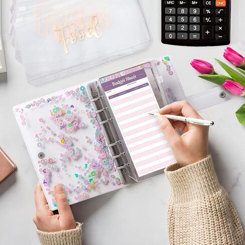 SOUL MAMA Budget Binder with Zipper Envelopes - Unicorn Money Organizer for Cash, A6 Binder Cash Envelopes for Budgeting, Money Saving Binder with Rose Gold Pre-Printed Stickers in Saudi Arabia