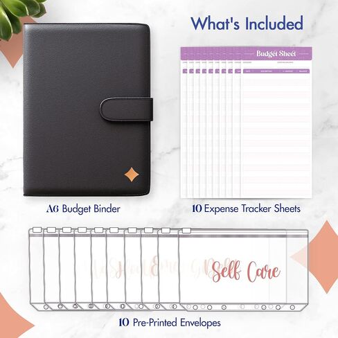 SOUL MAMA Budget Binder with Zipper Envelopes - Unicorn Money Organizer for Cash, A6 Binder Cash Envelopes for Budgeting, Money Saving Binder with Rose Gold Pre-Printed Stickers in Saudi Arabia