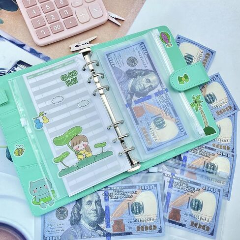 حافظة ميزانية DOMUUH مع مظاريف بسحاب وأوراق ميزانية النفقات، حافظة نقود مع مظاريف نقدية لوضع الميزانية وتوفير المال، منظم أموال للنقود (أسود) in Kuwait