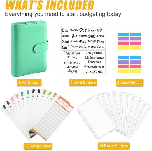 حافظة ميزانية DOMUUH مع مظاريف بسحاب وأوراق ميزانية النفقات، حافظة نقود مع مظاريف نقدية لوضع الميزانية وتوفير المال، منظم أموال للنقود (أسود) in Kuwait