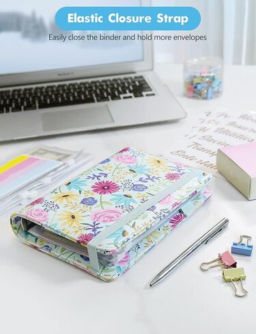 A6 Budget Binder for Money Saving Binder, PU Leather Budget Planner with 8 Cash Envelopes, Budget Sheets & Rose Gold Category Stickers, Money Organizer for Cash Binder (Black Sunflower) in Kuwait