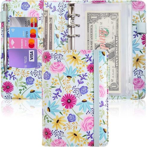 A6 Budget Binder for Money Saving Binder, PU Leather Budget Planner with 8 Cash Envelopes, Budget Sheets & Rose Gold Category Stickers, Money Organizer for Cash Binder (Black Sunflower) in Kuwait