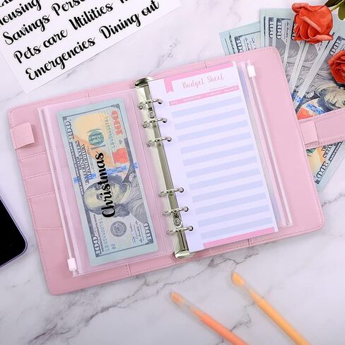 SKYDUE Budget Binder, Money Saving Binder with Zipper Envelopes, Cash Envelopes and Expense Budget Sheets for Budgeting in Saudi Arabia