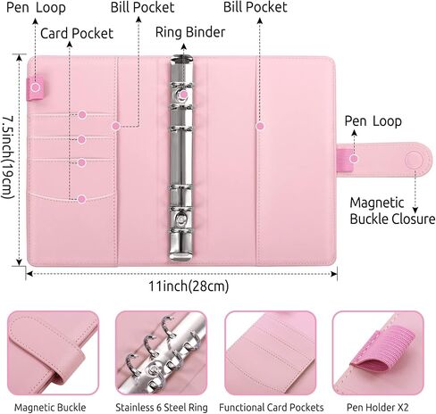 SKYDUE Budget Binder, Money Saving Binder with Zipper Envelopes, Cash Envelopes and Expense Budget Sheets for Budgeting in Saudi Arabia