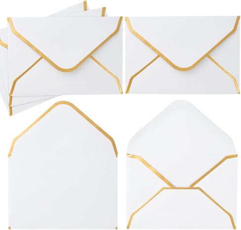200 Pack Mini Envelopes Colorful Small Envelopes with Gold Border for Blank Note Cards, Business Gift Cards, 4 x 2.7 Inches (Black) in Saudi Arabia