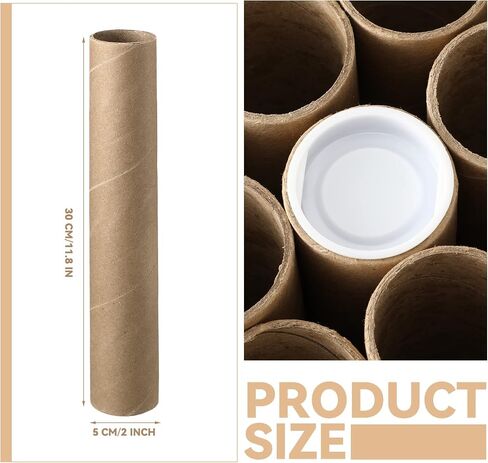24 Pcs Kraft Mailing Tubes with Caps Kraft Cardboard Tubes Shipping Tubes Poster Tubes for Mailing, Storing and Protecting Documents, Blueprints, Art, Drawings, Posters, 2 Inch by 12 Inch in Saudi Arabia
