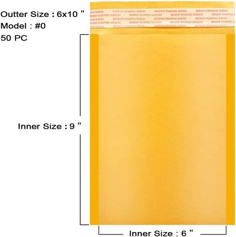 Coolpkg Kraft Bubble Mailer، أظرف شحن فقاعية ذاتية الغلق، ظرف مبطن، صنع في الولايات المتحدة الأمريكية (50، 4 * 8) in Kuwait
