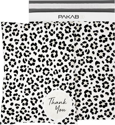 PAKABOO Poly Mailer Shipping Bags 10x13 Inch, 100 Pack, Non-Padded Envelopes with Tamper Proof Self-Seal, Thank You Black & White Print Packaging in Saudi Arabia