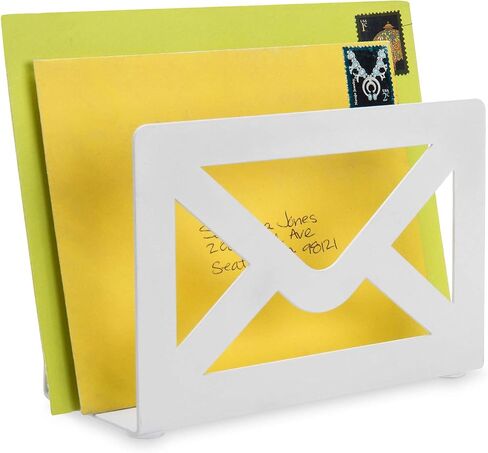 MyGift Black Metal Desktop Mail Holder with Cutout Envelope Design Home and Office Desk Letter Organizer in Saudi Arabia