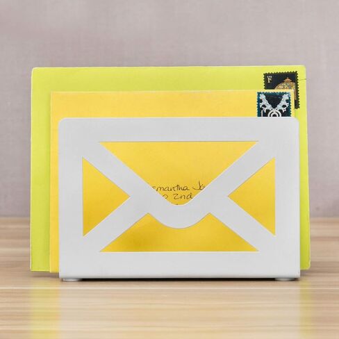 MyGift Black Metal Desktop Mail Holder with Cutout Envelope Design Home and Office Desk Letter Organizer in Saudi Arabia