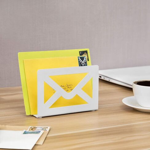 MyGift Black Metal Desktop Mail Holder with Cutout Envelope Design Home and Office Desk Letter Organizer in Saudi Arabia