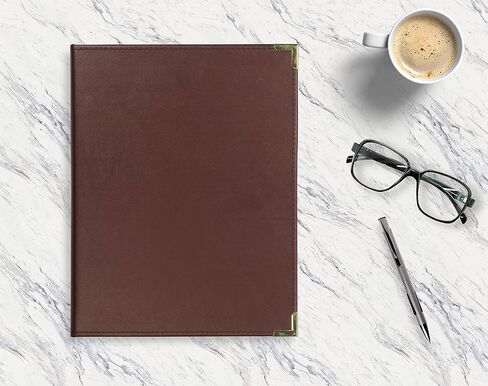 Samsill Classic Business Padfolio، محفظة تنفيذية، جلد صناعي أسود، زوايا نحاسية، منظم مستندات السيرة الذاتية، يحمل لوحة كتابة مقاس 8.5 × 11 بوصة، حلقة قلم in Kuwait