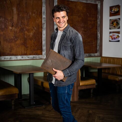 Moonster Leather Portfolio Professional Organizer Padfolio – Resume Folder with Luxury Pen - Leather Binder Portfolio Writing Pad with Business Card Holder - Portfolio Folder for Men & Women in Kuwait