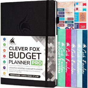 Clever Fox Budget Planner Pro - منظم مالي + نظام ميزانية المغلف النقدي. مجلة مالية شهرية، متتبع النفقات ودفتر الحسابات الشخصية. غير مؤرخ - ابدأ في أي وقت. (7 × 10 بوصة) - رمادي in Kuwait