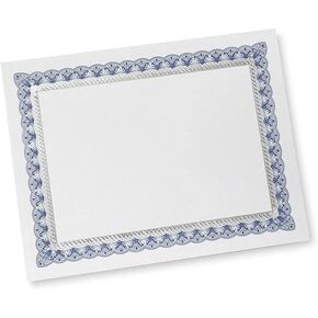 ورق شهادات Gartner Studios، أبيض مع حدود رقائق معدنية مزخرفة باللونين الأزرق والفضي، 80 رطل، 8.5 بوصة × 11 بوصة، 15 قطعة in Kuwait