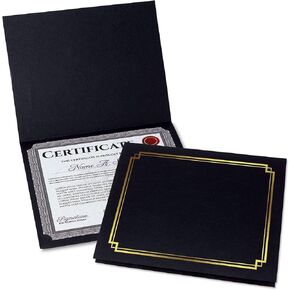 Classic Black and Silver Foil Certificate Folders - Pack of 50, Linen Cover 80 lb. Stock, Folded, Die-Cut Corners, for Office, Business Awards, Graduation, School Diploma Holder, 9-1/2" x 12"