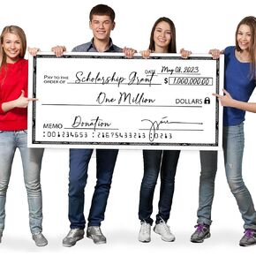 JJ Home Goods شيك عملاق للمسح الجاف [48 بوصة × 24 بوصة] شيك مزيف كبير الحجم - شيكات كبيرة للعروض التقديمية - شيك كبير قابل لإعادة الاستخدام لجوائز التبرع وجمع التبرعات ومسابقات اليانصيب الخيرية in Kuwait