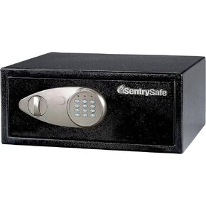 SentrySafe Medium Safe with Digital Keypad, Lock Box with Code has Interior Lining and Bolt Down Kit that Secures Pistol, Money, 0.41 Cubic Feet, 7.6 x 11.4 x 10.4 Inches, X041E