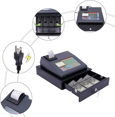 Cash Register,48 Keys Electronic Cash Register with Removable Cash Drawer and Thermal Printer,Pos Systems for Small Business/Retail/Restaurant in Saudi Arabia
