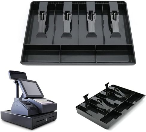 4 شبكة تسجيل النقدية صينية أمين الصندوق مع كليب فندق سوبر ماركت متجر درج العملة (أسود) in Kuwait