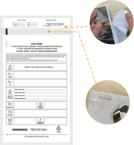 100 Pack 9" x 12" Tamper-Evident Deposit Bags with Security Tape Tamper Evident Security Pocket Bank Deposits Bags in Saudi Arabia