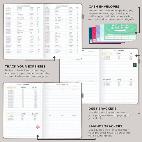 Clever Fox Budget Planner Pro - منظم مالي + نظام ميزانية المغلف النقدي. مجلة مالية شهرية، متتبع النفقات ودفتر الحسابات الشخصية. غير مؤرخ - ابدأ في أي وقت. (7 × 10 بوصة) - رمادي in Kuwait