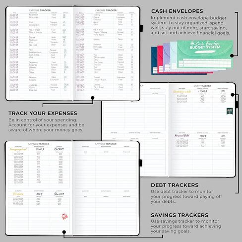 Clever Fox Budget Planner Pro - منظم مالي + نظام ميزانية المغلف النقدي. مجلة مالية شهرية، متتبع النفقات ودفتر الحسابات الشخصية. غير مؤرخ - ابدأ في أي وقت. (7 × 10 بوصة) - رمادي in Kuwait