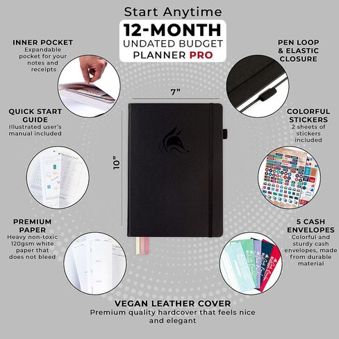 Clever Fox Budget Planner Pro - منظم مالي + نظام ميزانية المغلف النقدي. مجلة مالية شهرية، متتبع النفقات ودفتر الحسابات الشخصية. غير مؤرخ - ابدأ في أي وقت. (7 × 10 بوصة) - رمادي in Kuwait