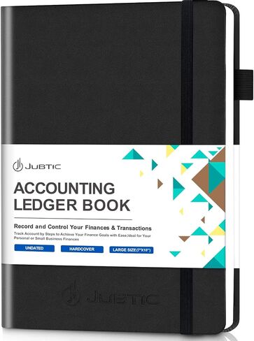 JUBTIC كتاب دفتر حسابات بغلاف مقوى (7 × 10 بوصة) - سجل المحاسبة المصرفية للشركات الصغيرة والاستخدام الشخصي - حسابات تتبع دفتر الملاحظات والودائع والمصروفات والتوازن - أزرق داكن in Kuwait