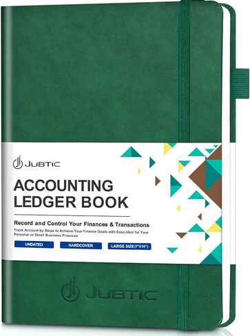 JUBTIC كتاب دفتر حسابات بغلاف مقوى (7 × 10 بوصة) - سجل المحاسبة المصرفية للشركات الصغيرة والاستخدام الشخصي - حسابات تتبع دفتر الملاحظات والودائع والمصروفات والتوازن - أزرق داكن in Kuwait
