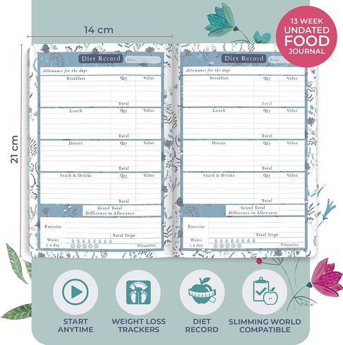 Boxclever Press Food Journal. Undated Food Diary with Trackers. Food Journals for Tracking Meals. Works with most Diet Plans. Food Log Journal measures 8 x 5.5'' in Saudi Arabia