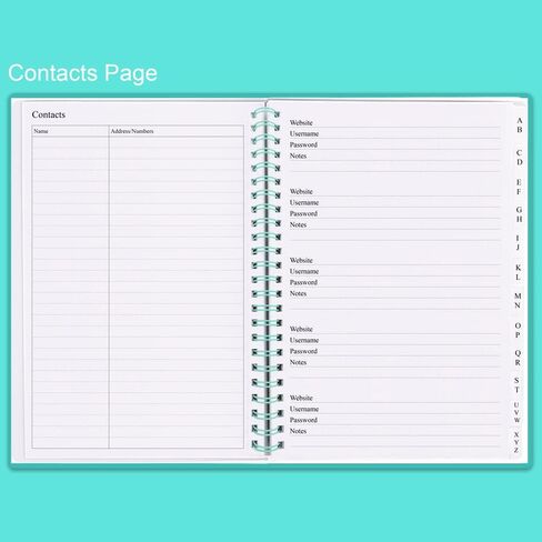 Spiral Password Book with Alphabetical Tabs - 3.5x5.25 inch Password Keeper with A-Z Tabs for Internet Login, Website, Username, Password. Black Password Notebook for Home or Office in Saudi Arabia