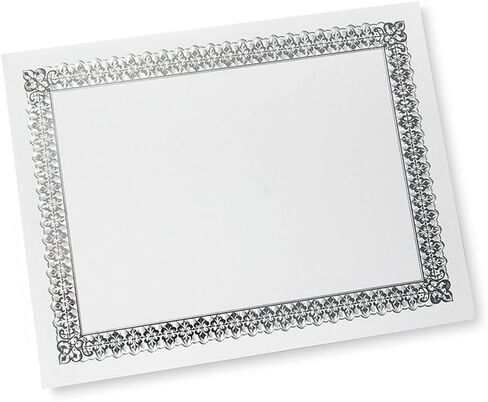 Gartner Studios Certificate Paper, White with Blue and Silver Ornate Foil Border, 80lb 8.5" x 11", 15 Count in Saudi Arabia