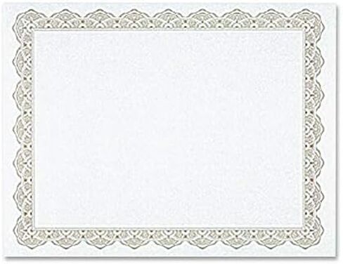 Gartner Studios Certificate Paper, White with Blue and Silver Ornate Foil Border, 80lb 8.5" x 11", 15 Count in Saudi Arabia