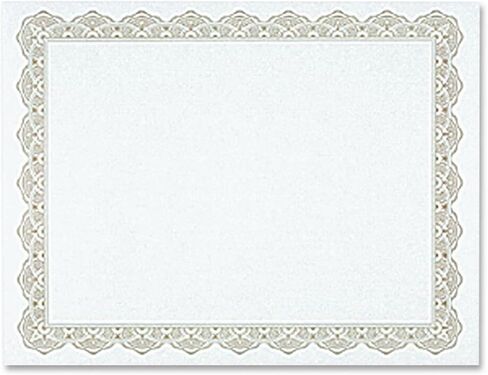 Gartner Studios Certificate Paper, White with Blue and Silver Ornate Foil Border, 80lb 8.5" x 11", 15 Count in Saudi Arabia