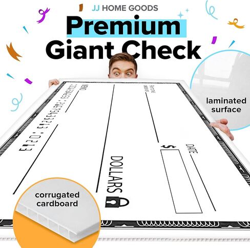 JJ Home Goods Dry Erase Giant Check [60" x 30"] Oversized Fake Check - Big Checks for Presentations - Reusable Novelty Endowment Large Check for Donation Awards Fundraisers Charity Sweepstakes in Saudi Arabia