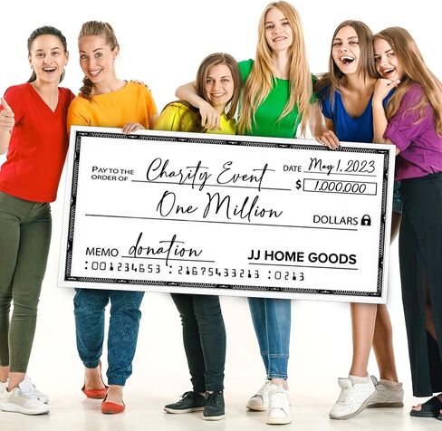 JJ Home Goods Dry Erase Giant Check [60" x 30"] Oversized Fake Check - Big Checks for Presentations - Reusable Novelty Endowment Large Check for Donation Awards Fundraisers Charity Sweepstakes in Saudi Arabia