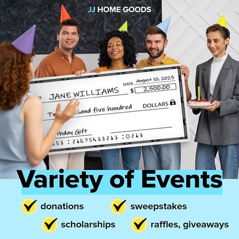 JJ Home Goods Dry Erase Giant Check [60" x 30"] Oversized Fake Check - Big Checks for Presentations - Reusable Novelty Endowment Large Check for Donation Awards Fundraisers Charity Sweepstakes in Saudi Arabia